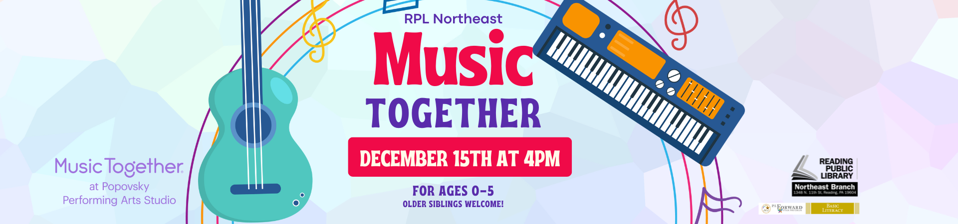 colorful background with musical instruments