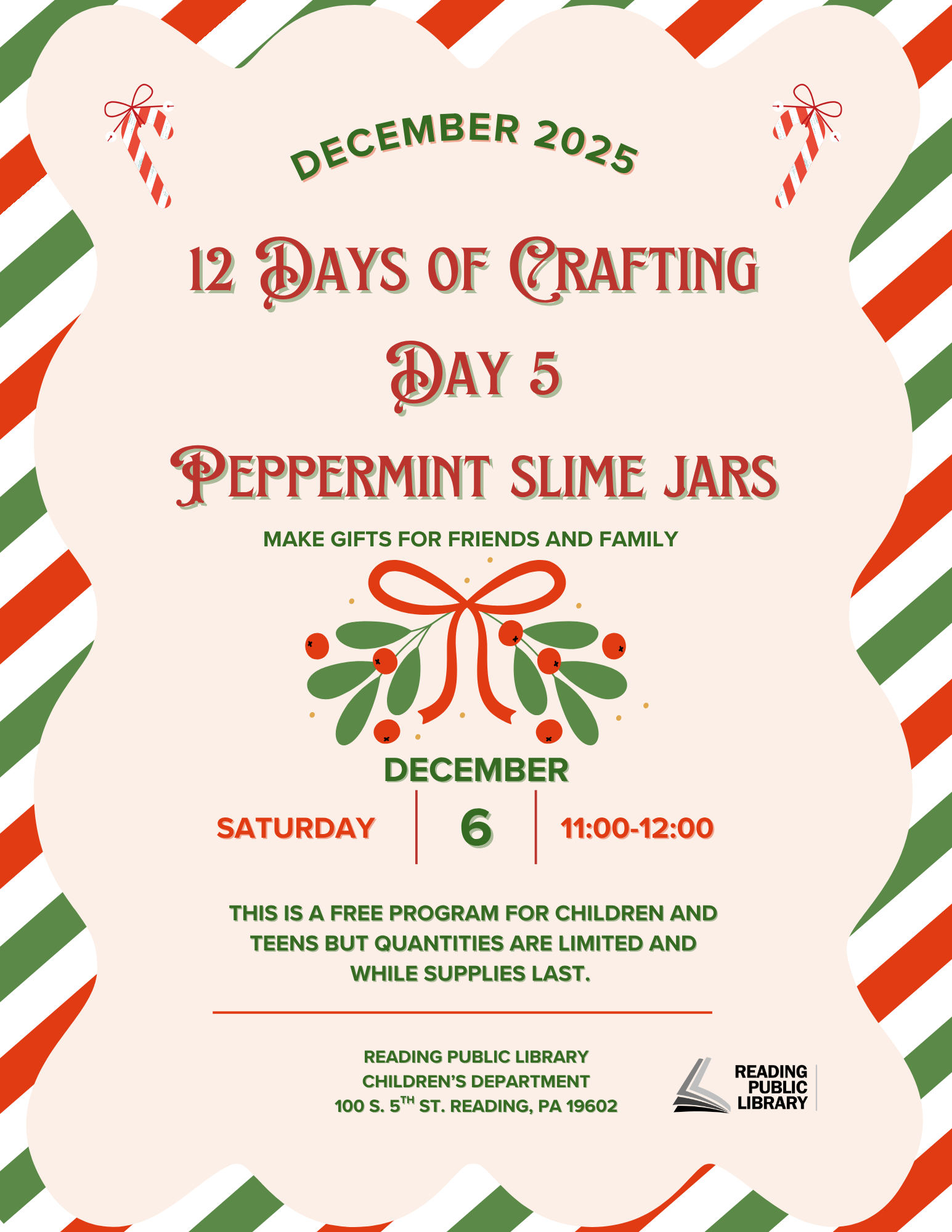 image of text that says '12 days of crafting day 5. peppermint slime jars'.