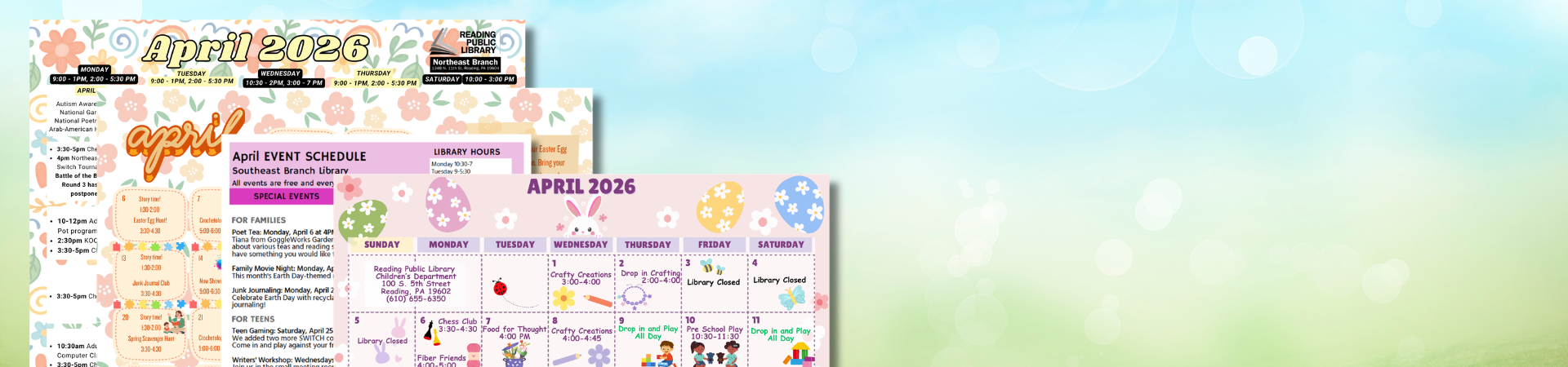 march calendars from reading public library