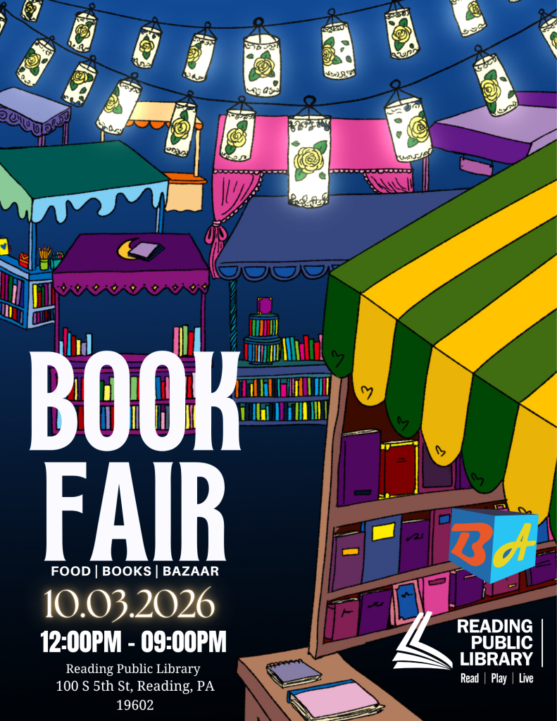 night market with books and lanterns